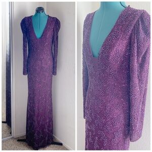 MAC DUGGAL PURPLE BERRY GRAPE 5177 PEARL GRAPE FORMAL BODY SHAPE DRESS SZ 6